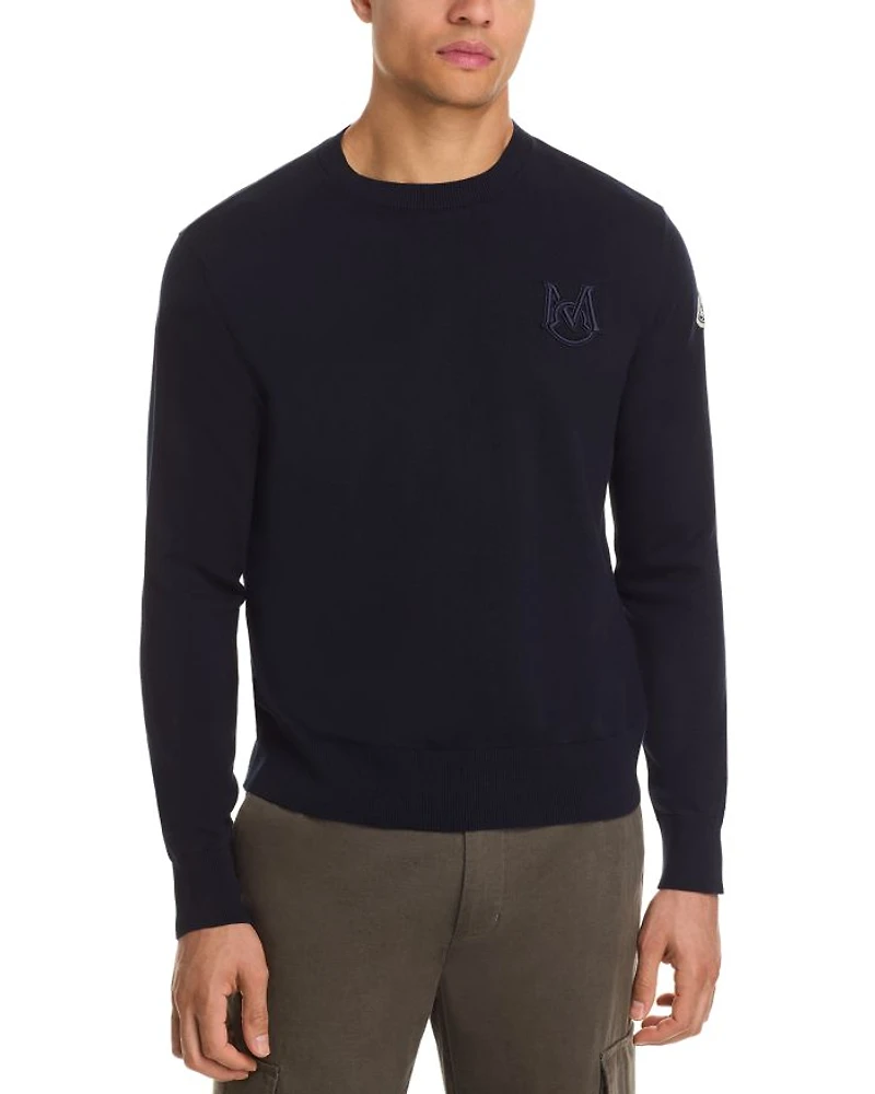 Embroidered Monogram Cotton Crewneck Sweater