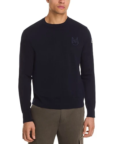 Embroidered Monogram Cotton Crewneck Sweater