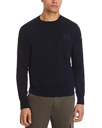 Moncler Embroidered Monogram Cotton Crewneck Sweater