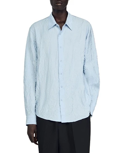 Crinkled Button-Front Shirt
