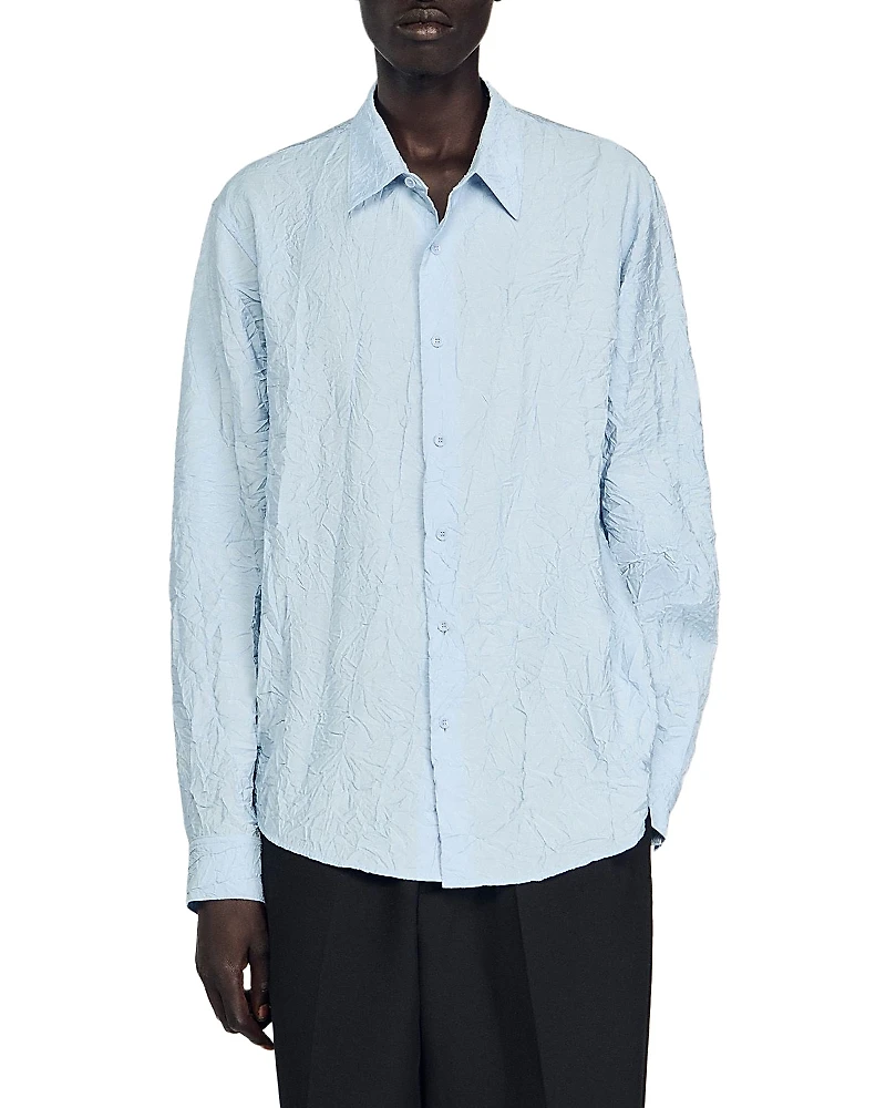 Sandro Crinkled Button-Front Shirt
