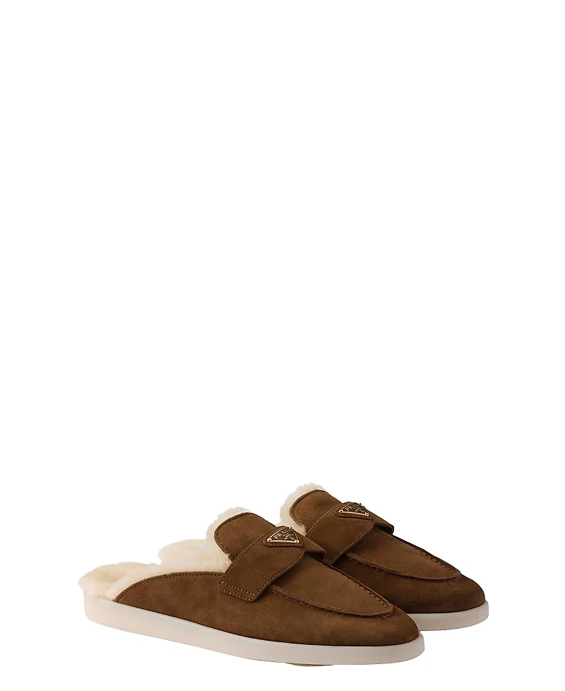 Prada Women's Suede And Shearling Slippers