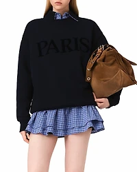Maje Paris Logo Embossed Sweatshirt