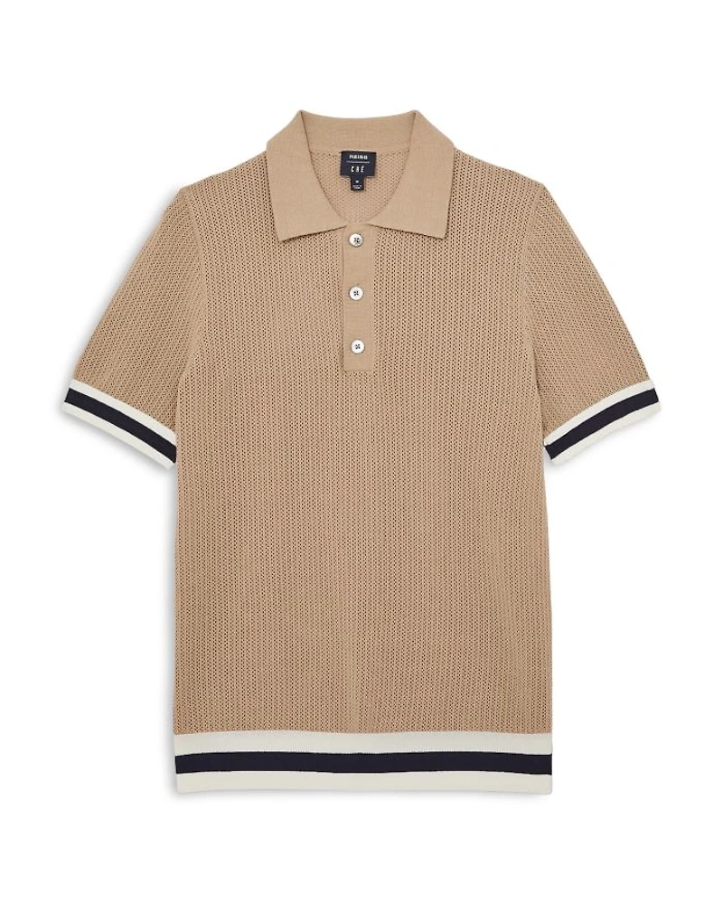 Callie Striped Cuff Perforated Polo Shirt