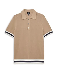 Callie Striped Cuff Perforated Polo Shirt
