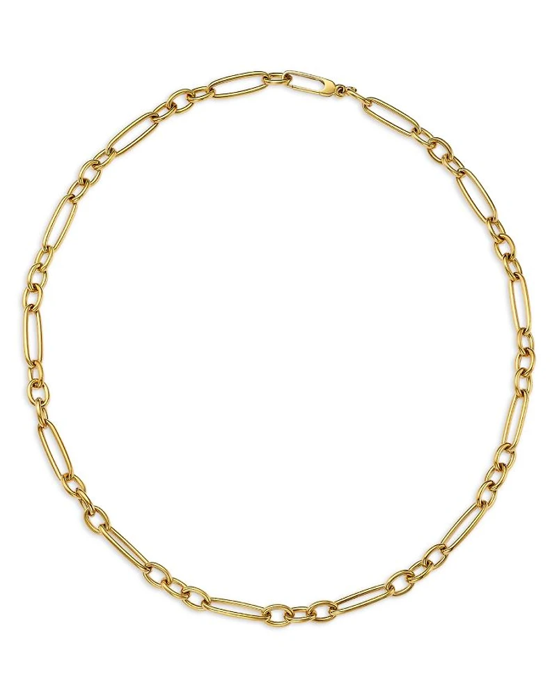 18K Yellow Gold Figaro Link Chain Necklace, 18"