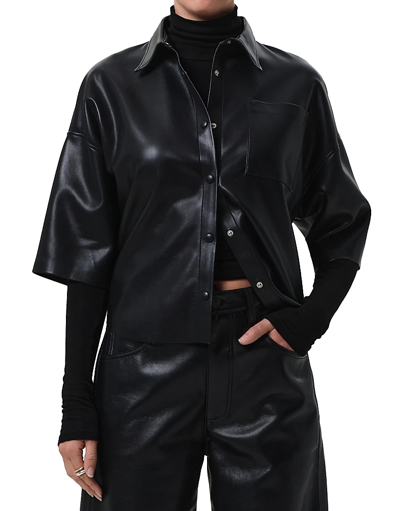 Citizens of Humanity Frances Cropped Faux Leather Shirt