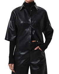 Citizens of Humanity Frances Cropped Faux Leather Shirt