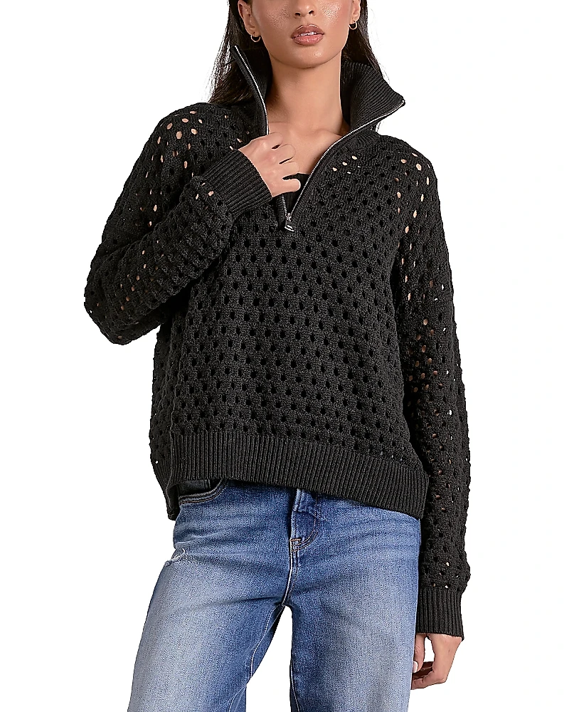 Elan Open Knit Half Zip Sweater