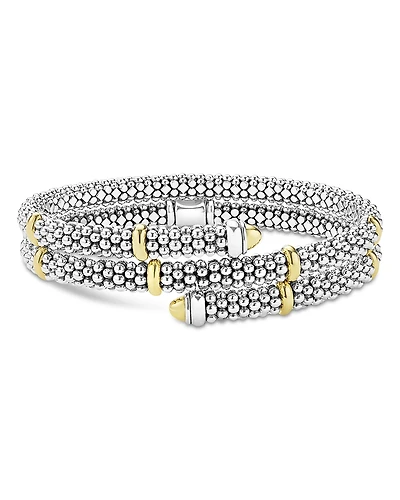 Lagos 18K Yellow Gold & Sterling Silver Signature Caviar Versa Wrap Bracelet