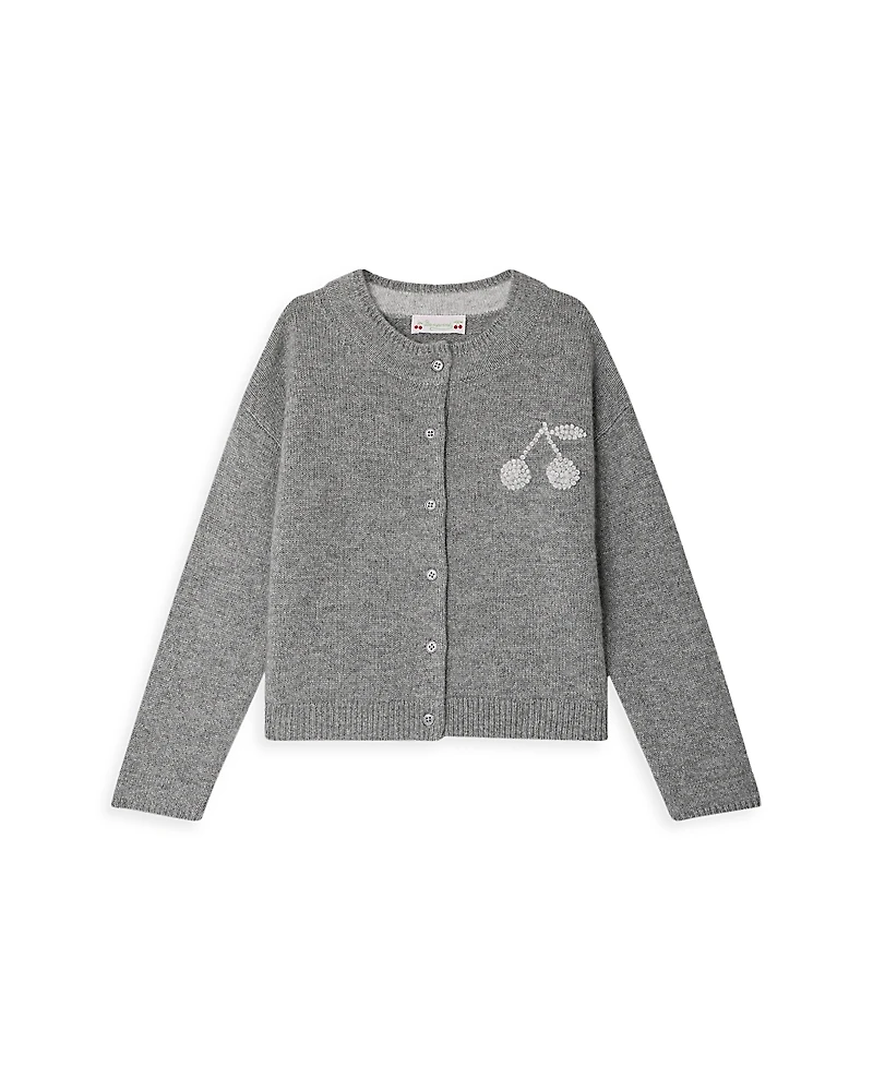 Bonpoint Girls' Cherry Embroidered Cardigan Sweater - Little Kid, Big Kid