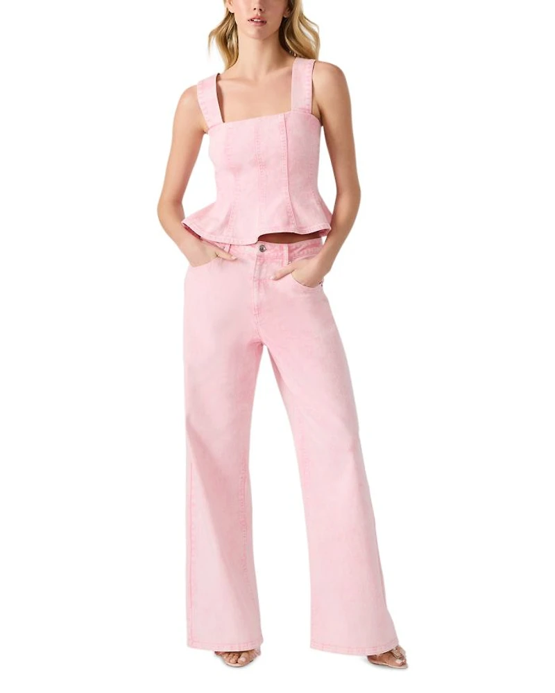 High Rise Wide Leg Jeans Prism Pink