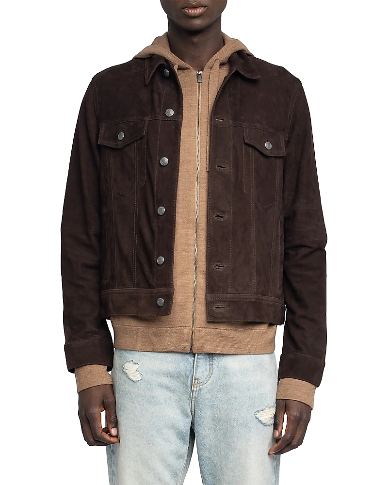 Zadig & Voltaire Bases Light Suede Trucker Jacket