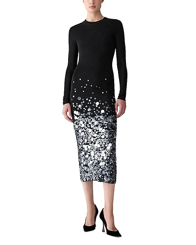 Carolina Herrera Embellished Round Neck Dress