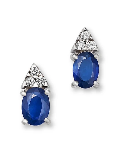 Bloomingdale's Fine Collection Blue Sapphire & Diamond Oval Stud Earrings
