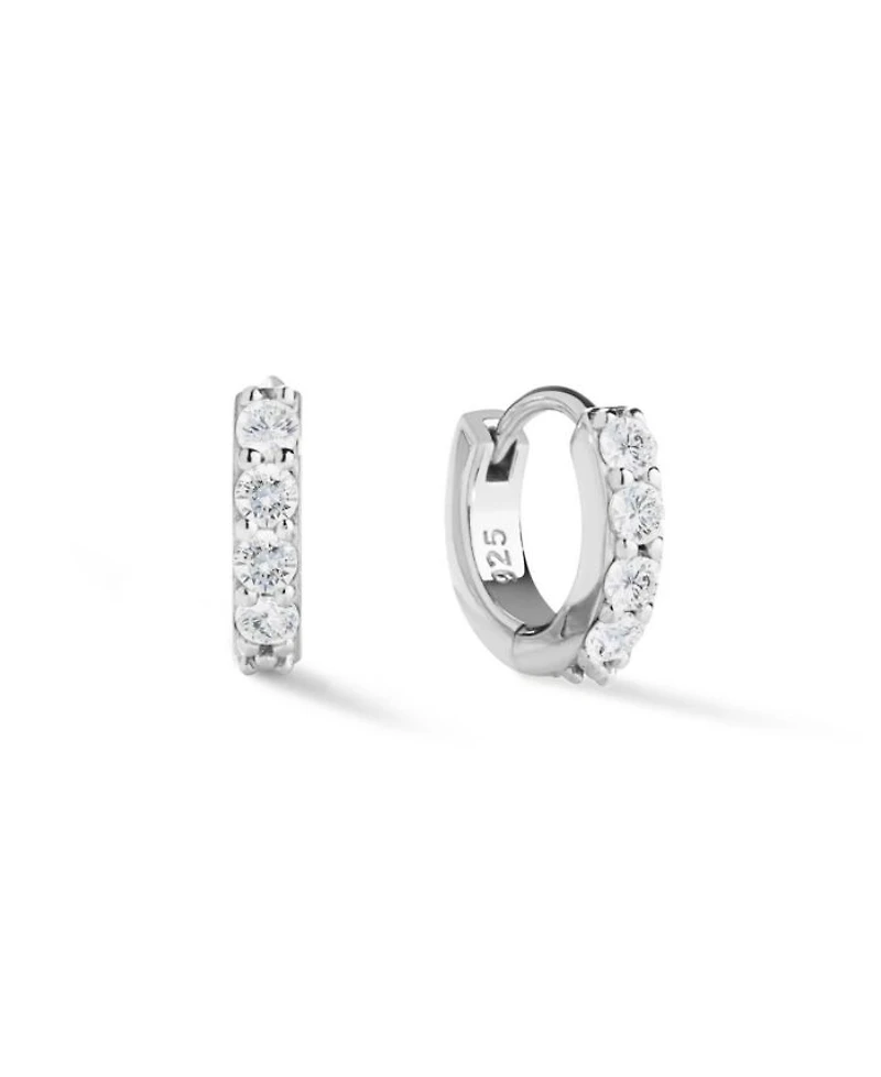 Suzanne Sterling Silver and Cubic Zirconia Huggie Hoop Earrings