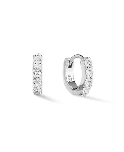 Suzanne Sterling Silver and Cubic Zirconia Huggie Hoop Earrings