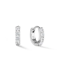 Suzanne Sterling Silver and Cubic Zirconia Huggie Hoop Earrings
