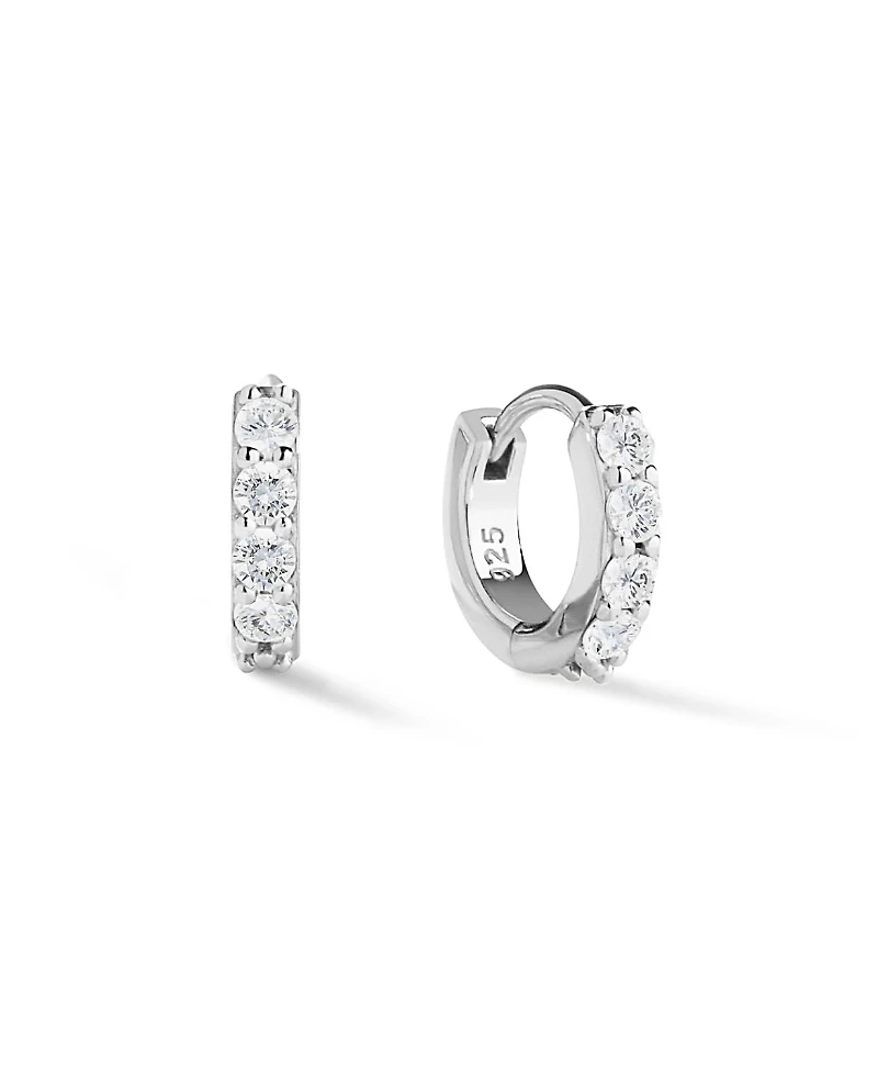 Ana Luisa Suzanne Sterling Silver and Cubic Zirconia Huggie Hoop Earrings
