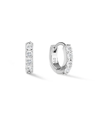 Ana Luisa Suzanne Sterling Silver and Cubic Zirconia Huggie Hoop Earrings