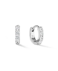 Ana Luisa Suzanne Sterling Silver and Cubic Zirconia Huggie Hoop Earrings