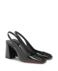 Santoni Women's Patent Leather High-Heel Slingback Pumps