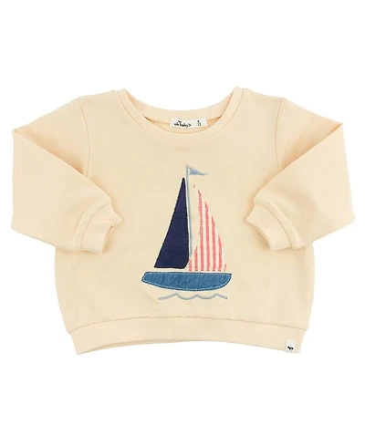 oh baby! Unisex Sailboat Applique Brooklyn Boxy Sweatshirt - Baby