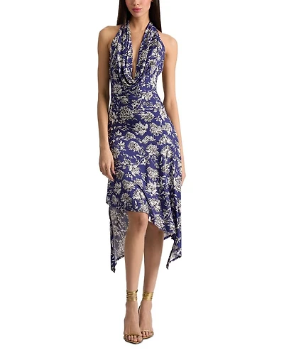 Dani Draped Cowl Neck Asymmetric Dress