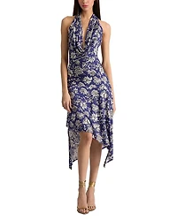 Dani Draped Cowl Neck Asymmetric Dress