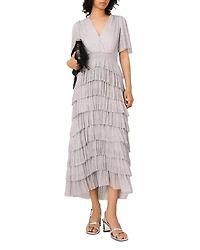 Metallic Ruffled Midi Dress