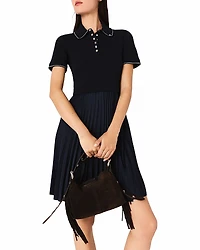 Maje Short Pleated Polo Dress