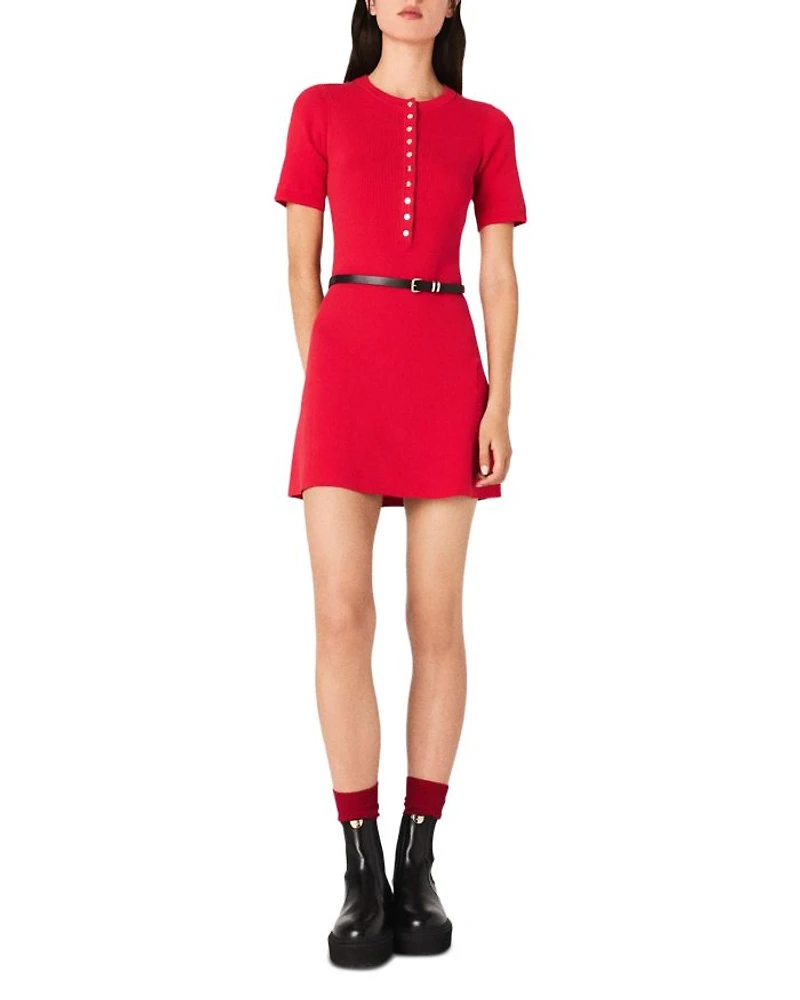 Short Ribbed Knit Dress