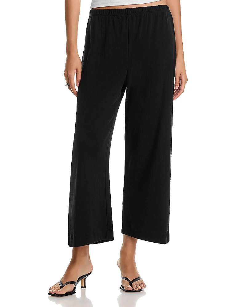 Leset Pointelle Cropped Wide Leg Pants
