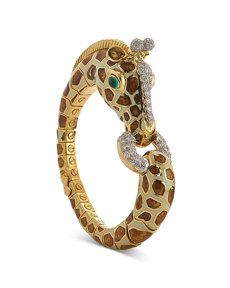 David Webb Diamond & Emerald Giraffe Bracelet
