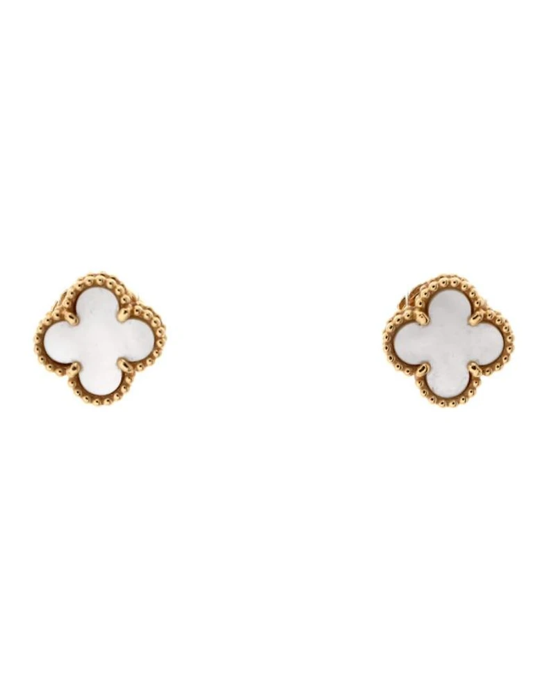 Sweet Alhambra Stud Earrings 18K Gold and Mother of Pearl