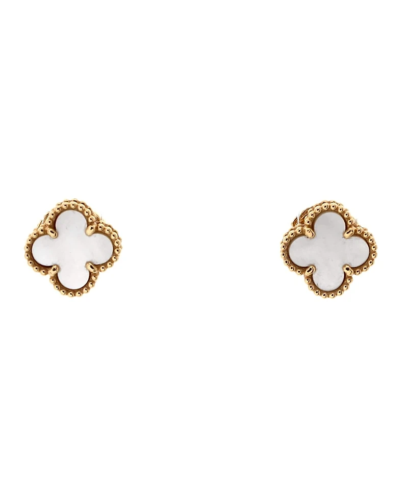 Pre-Owned Van Cleef & Arpels Sweet Alhambra Stud Earrings 18K Gold and Mother of Pearl