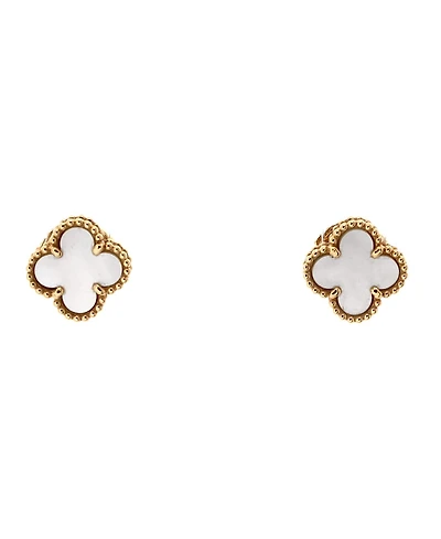 Pre-Owned Van Cleef & Arpels Sweet Alhambra Stud Earrings 18K Gold and Mother of Pearl
