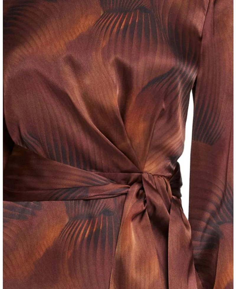 Darya Long Sleeve Dress Abstract Printed Silk