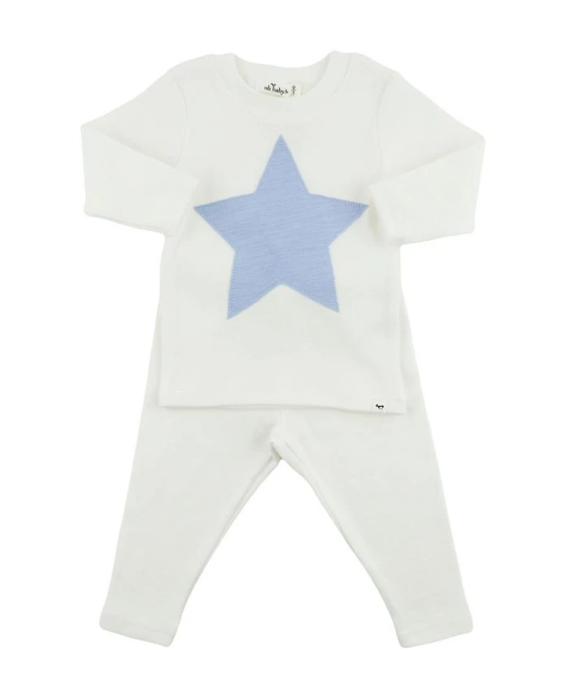 Unisex Star Fog Slub Applique 2-Piece Set - Baby