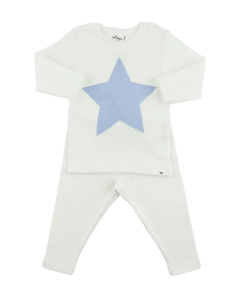 oh baby! Unisex Star Fog Slub Applique 2-Piece Set - Baby