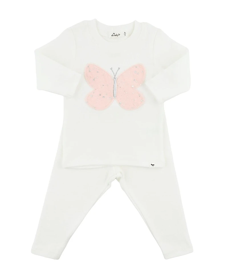oh baby! Girls' Butterfly Fleck Tulle Applique 2-Piece Set - Baby