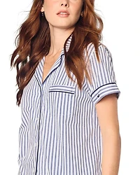 French Ticking Pima Pajama Shorts Set