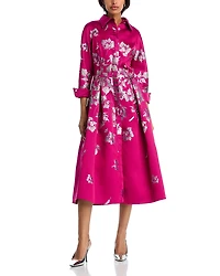 Teri Jon by Rickie Freeman Metallic Jacquard Shirt Dress