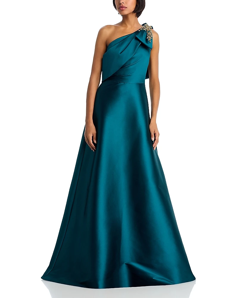 Teri Jon by Rickie Freeman One Shoulder Embellished Gown