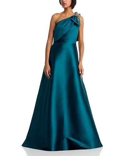 Teri Jon by Rickie Freeman One Shoulder Embellished Gown