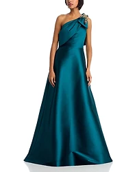 Teri Jon by Rickie Freeman One Shoulder Embellished Gown