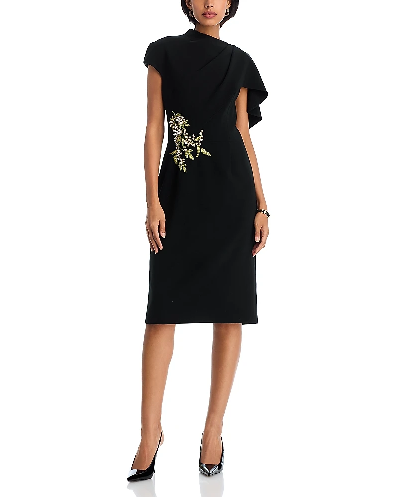 Teri Jon by Rickie Freeman Embellished Cape Dress