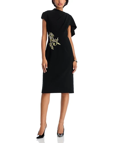 Teri Jon by Rickie Freeman Embellished Cape Dress