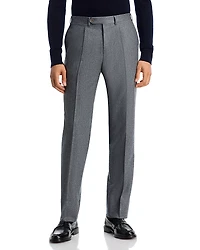 Canali Monza Slim Fit Pleated Wool Flannel Trousers