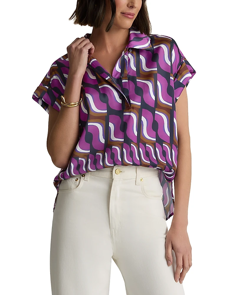 St. John 70s Block Print Top